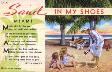 Pictured is a Curt Teich postcard image featuring all that is wonderful about the city of Miami, Florida.  The original c 1950 postcard is for sale in The unltd.com Store.